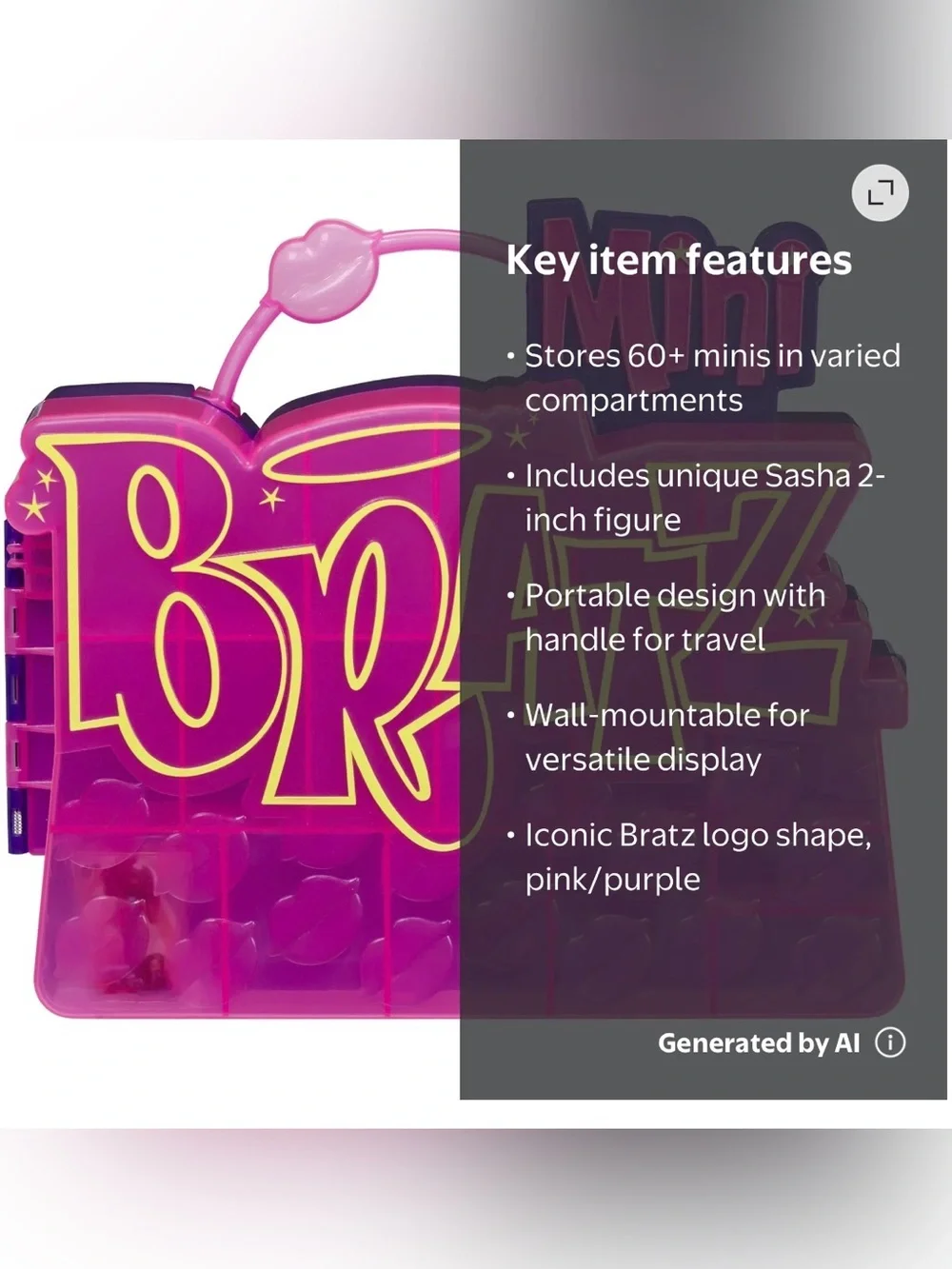 Mini Bratz Collector's Case with Exclusive Collectible Figure, Holds 60+ Minis,